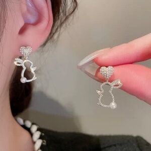 Rhinestone Easter Bunny Silhouette Earrings